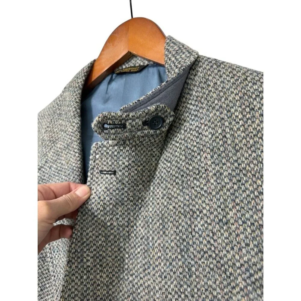 Vintage Harris Tweed Cricketeer Mens Blazer Sport Coat Wool Blue Gray Size 42R?
